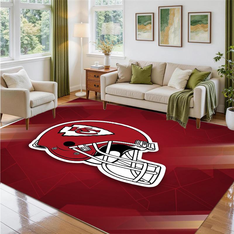 Kansas City Chiefs Design Crystal Velvet Rug Soft Decorative Mat for Bedroom Entrance