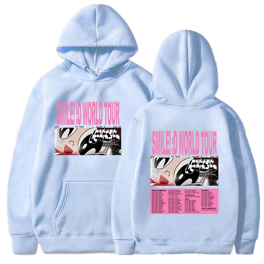 Double Side Printing Hoodies Porter Robinson Smile World Tour 2024/2025 Sweatshirts Streetwear Winter Fall Warm Hooded Pullovers