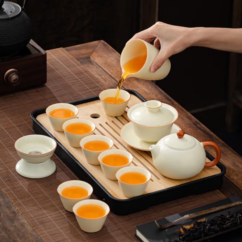 Chaxun Ru Kiln Dragon Egg Tea Set with Blue Case