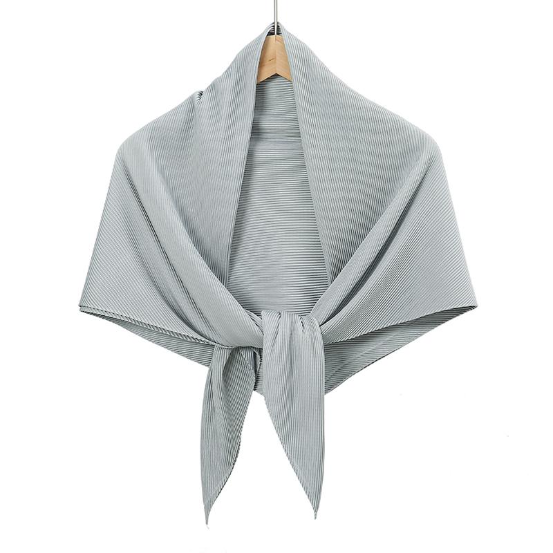 Maldives  Muslim Pleated Square Scarf Matt Silk Plain Hijab Women Crinkle Satin Headscarf Premium Soft Wrinkle Scarves