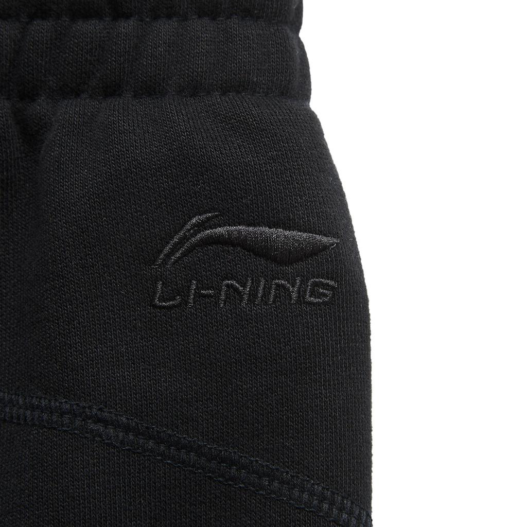 Li Ning Sports Lifestyle Series Logo Cuffed Knitted Fleece Casual Pants Women bottoms Black AKLU622-2