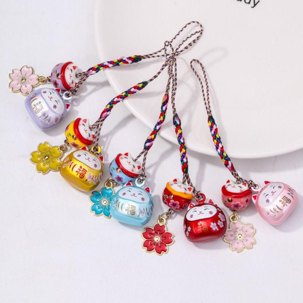 Cute Lucky Cat Pendant Fantastic Phone Strap Personality Maneki Neko Key Chain  Girls