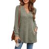 2025 Autumn/Winter Women's European Style Long Sleeve Loose Knit Top with Pockets