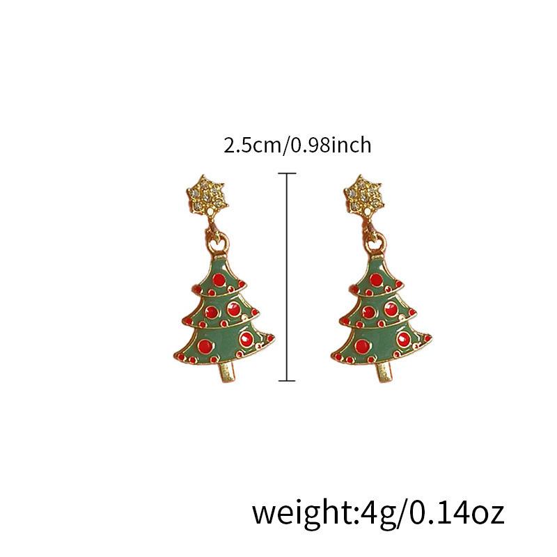 1 Pair of Fashion Christmas Earrings, Christmas Tree Women's Pink Zircon Exquisite Snowflake Hook Earrings Fashion Festival Snowflake Snowman Earrings