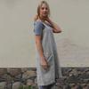 Women's Cotton Linen Apron Dress Long Loose Maxi Dress