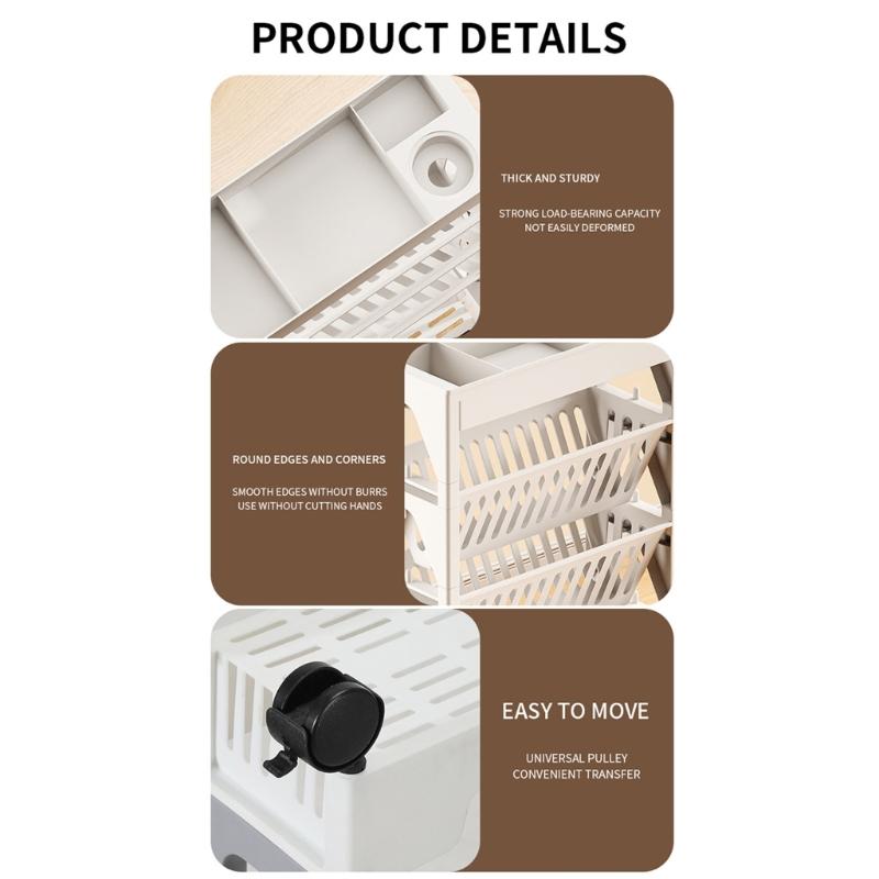 Cărucior utilitar rulant cu rafturi din plastic cu 5 niveluri/2 niveluri cu roți pentru bucătărie, baie și birou, organizator pentru depozitarea cărților