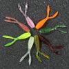 10pcs 36mm 0.3g Soft Fishing Lure Twin Tail Silicone Artificial Bait Wobbler Worm Lures Fluorescent Fishing Tackle for Ocean Sea