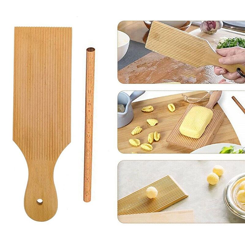 Set 2 Tavole Per Gnocchi In Legno 23x7 Cm – Con Manici, Per Pasta Fatta In Casa, Gnocchi E Fusilli