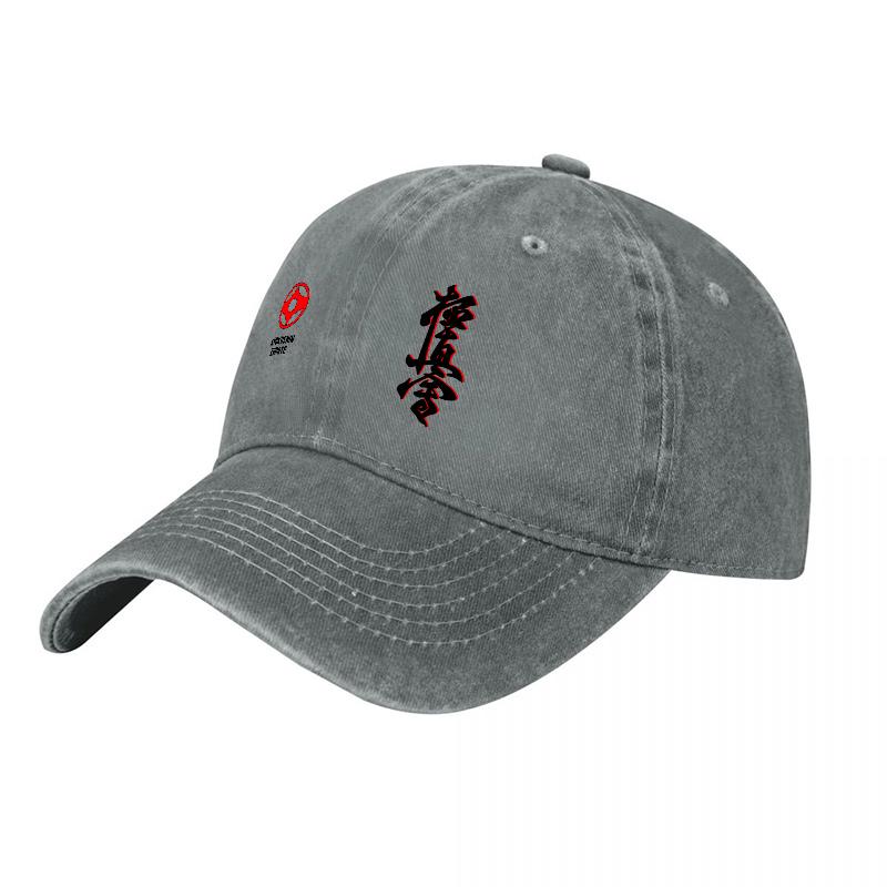 Martial Arts Embroidered Washed Canvas Cap Red Chinese Characters Logo Casual Streetwear Baseball Hat