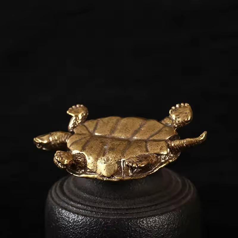 Solid Brass Feng Shui Turtle 24 Solar Terms 12 Hours Longevity Figurine Home Office Wealth Lucky Decoration