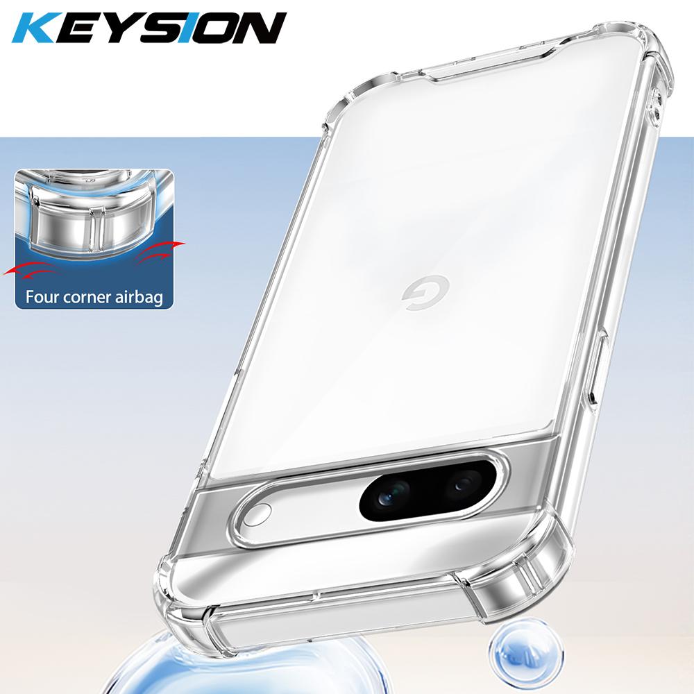 

KEYSION Противоударный прозрачный чехол с четырьмя углами для Google Pixel 8 7 6 Pro Мягкий TPU+PC Прозрачный чехол для телефона для Pixel 8A 7A 6A for Pixel 6A чистый