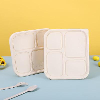 Corn Starch 4-Compartment Disposable Lunch Boxes