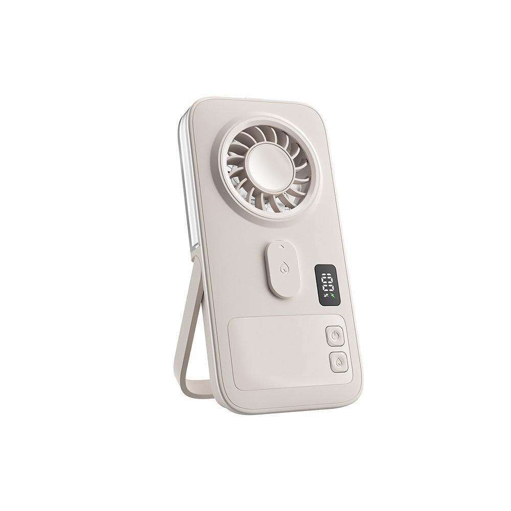 USB Powered Handheld Mist Fan Mini Size USB Rechargeable Fan Humidifying Application бежевый