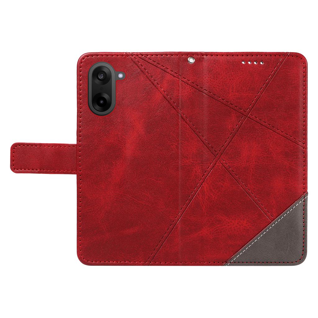 For OnePlus Nord CE5 5G/OnePlus Ace 5 Racing 5G Leather Case Geometric Line Design Wallet Phone Cover with Wrist Strap