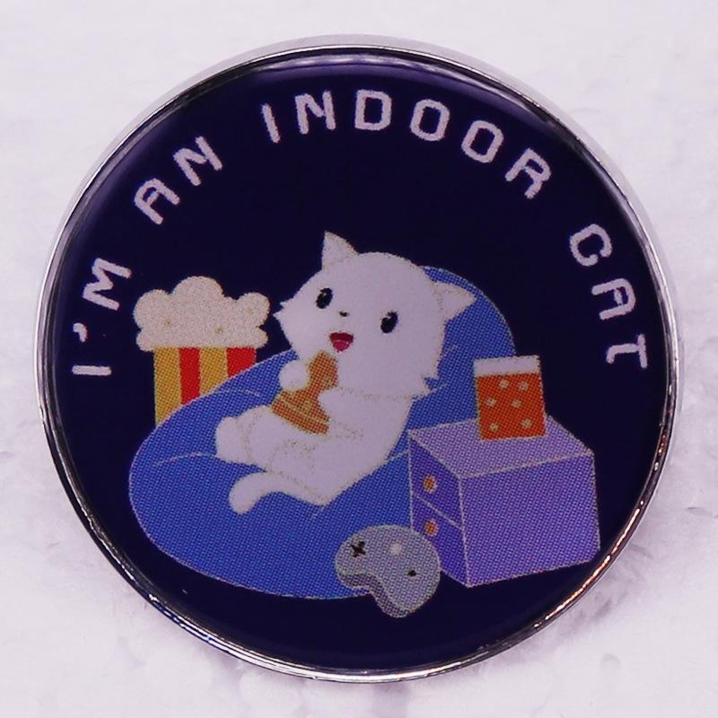 Introverted Indoor Cat Lapel Pin - Funny Badge for Cat Lovers