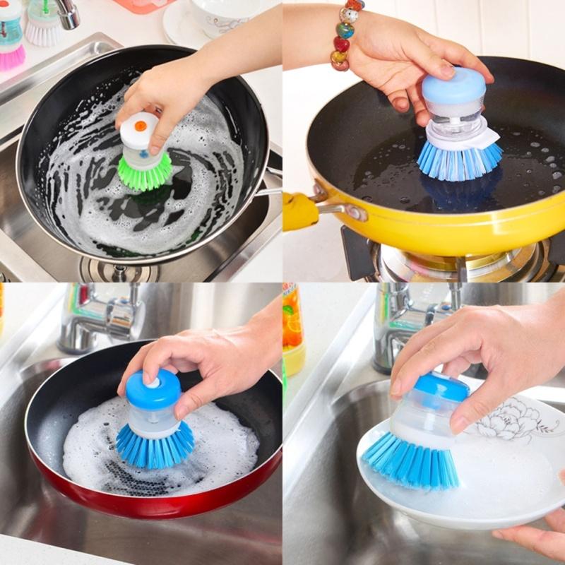 Mycie naczyń kuchennych Szczotka do czyszczenia Szczotki Łatwe szorowanie Płynny detergent Losowy kolor