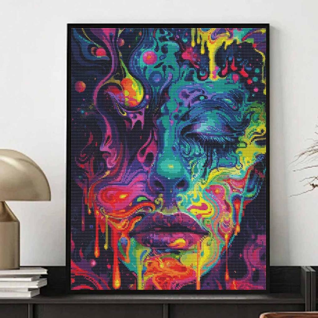 Creative Diamond Painting Kit for Adults DIY Psychedelic Face Rhinestone Picture Canvas for Leisure Craft Wall Art and Gift Making Fun Set