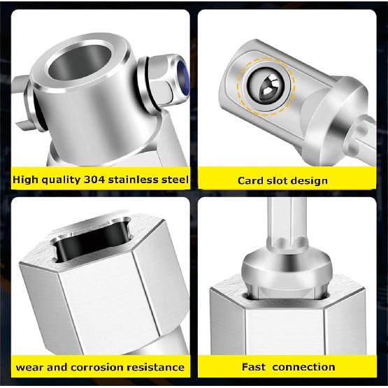 Upgraded Stainless Steel Top Wind Trailer Jack Crank Handle Cordless Drill Adapter With Two 1/2 Inch Socket Adapter Bits,304 Stainless Steel