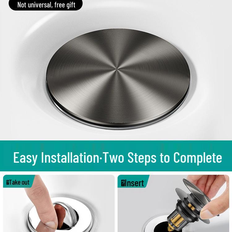 Universal Press-Type Pop-Up Washbasin Stopper Cover, Leak-Proof Core Drain for Countertop Basin