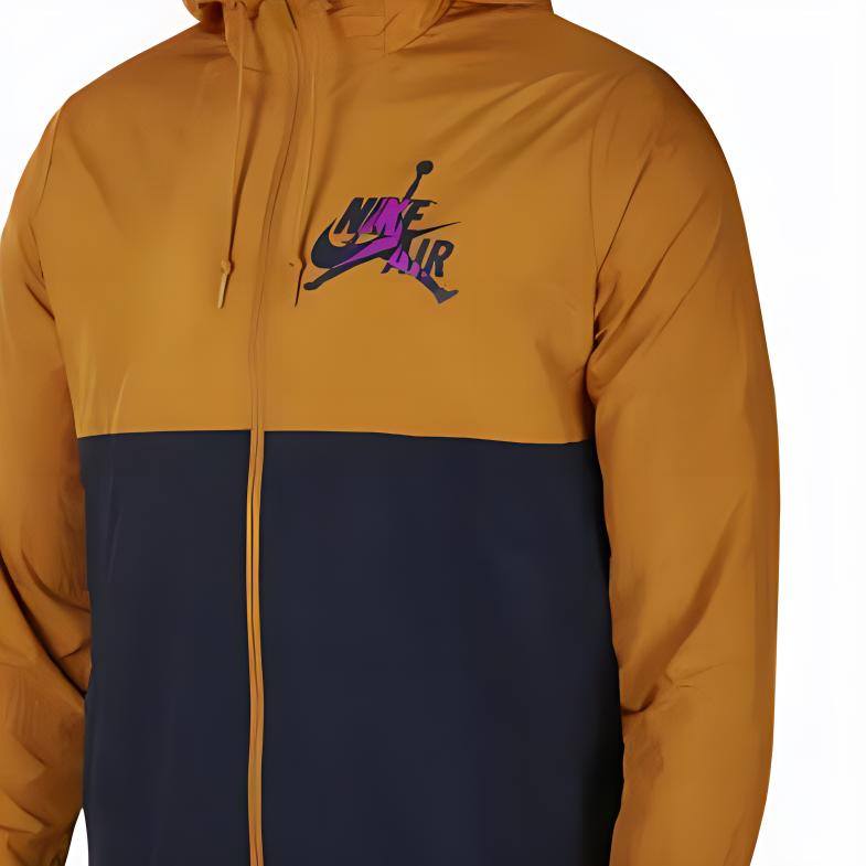 Giacca con cappuccio da basket Air Jordan con stampa dell'alfabeto color block da uomo capispalla arancione nero CK2218-710
