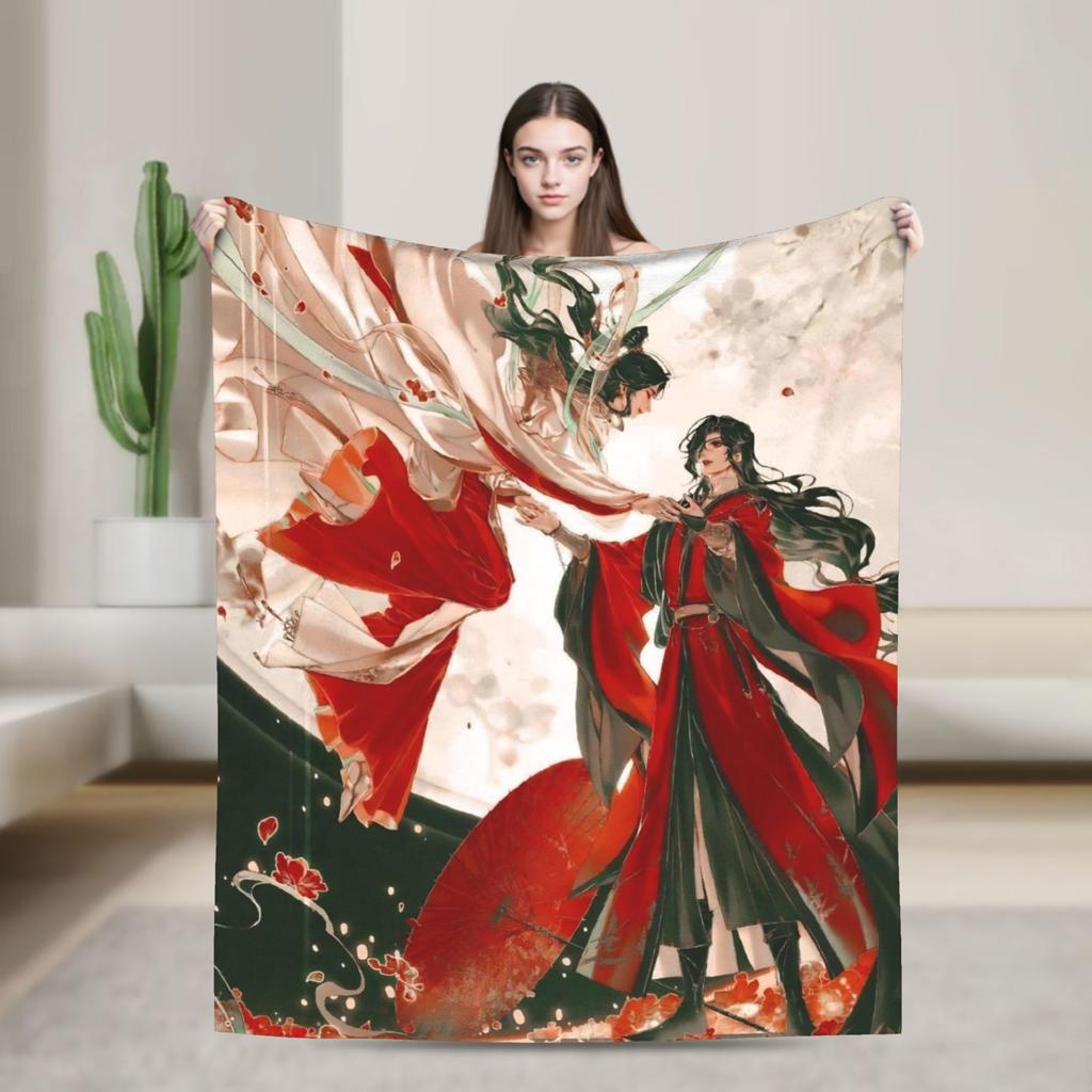 Heaven Official's Blessing Blanket  Soft Funny Plush Throw Blanket For Living Room Decorative Flannel Bedspread Bed Cover