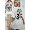 Bon Jovi Print T-Shirt Damen Herren Rundhals Streetwear Harajuku Lässig Übergroß Y2k Kurze Ärmel Lässig Locker Bequem Damen Herren Kleidung