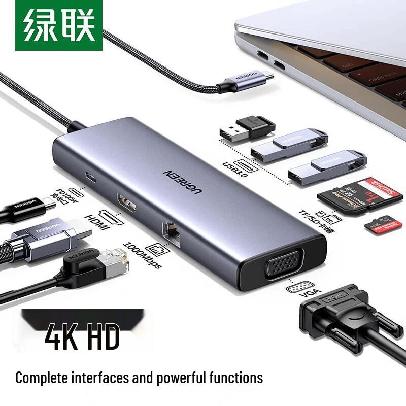 UGREEN 9-in-1 USB-C Docking Station with HDMI, VGA & 100W PD