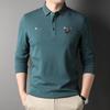 Spring New Men's Solid Color Lapel Polo Shirt Long-sleeved Fashion Casual Straight Middle-aged T-shirt