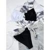 Women's High-End Two-Tone Sexy Bikini Halter with Hollow Design