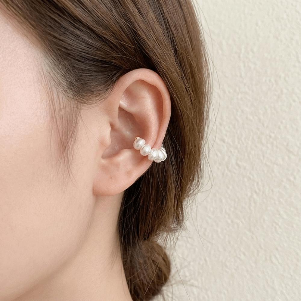 Metal C Shape Ear Cuff Imitation Pearl Gold Jewelry Simple Ear Buckle Party