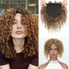 Topper Capelli Afro Ricci Kinky Corti con Riga Centrale Clip-In Topper per Capelli Sottili per Donne Nere