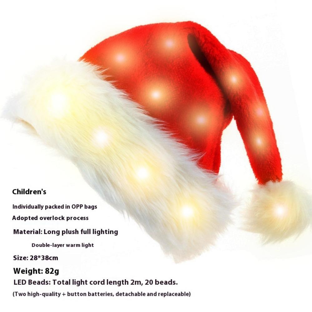Qiaochi Christmas Decoration Plush Luminous Led Christmas Hat Santa Hat Christmas Supplies