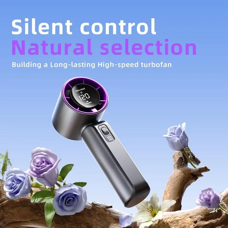Novo Ventilador Portátil Mini Portátil de Mão para Exterior com 120 Velocidades de Vento Alto, Arrefecimento Portátil, Display Digital, Recarregável por USB