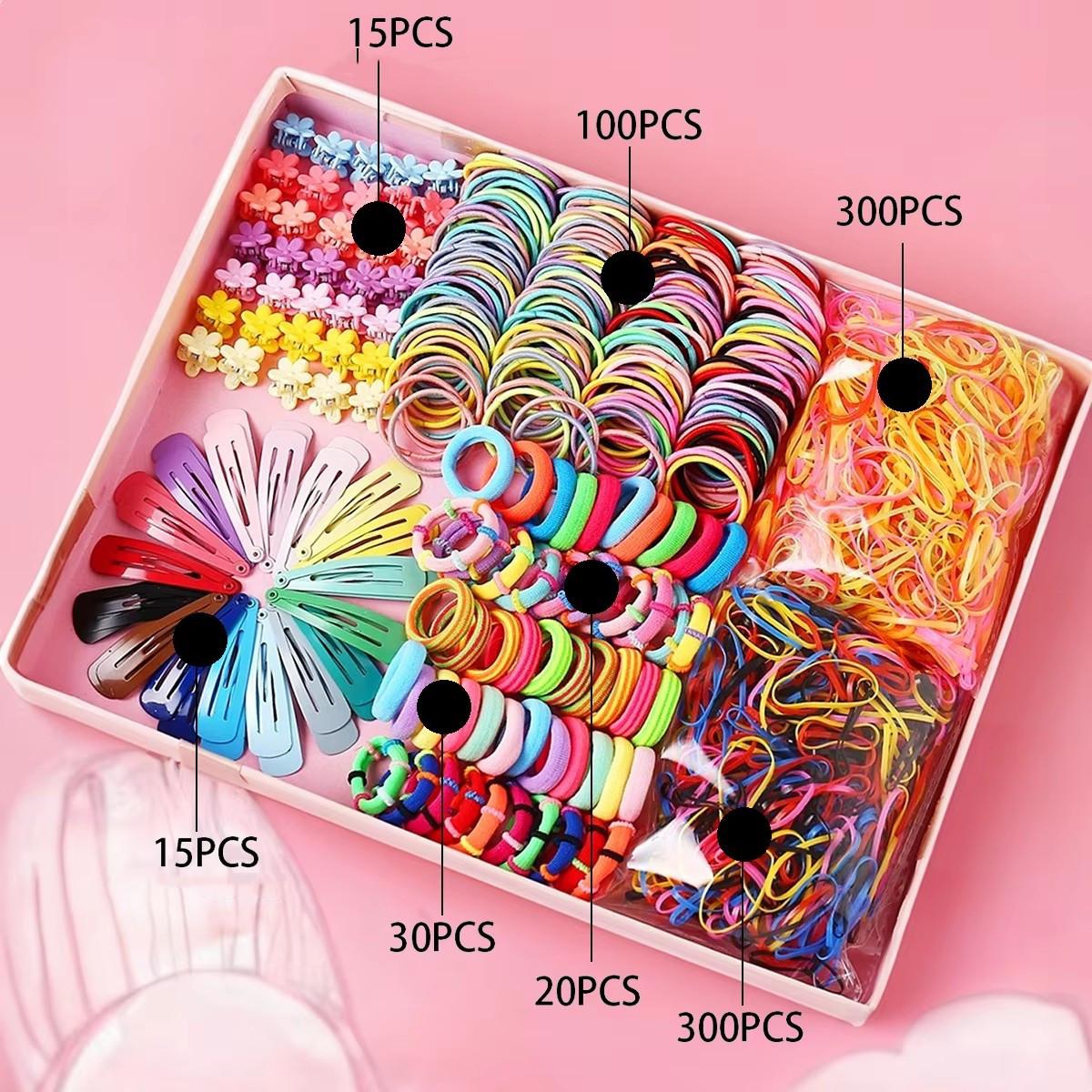 

780-1800 шт. набор разноцветных резинок для волос нейлоновые эластичные резинки для волос конский хвост резинка для волос детские аксессуары для волос для девочек