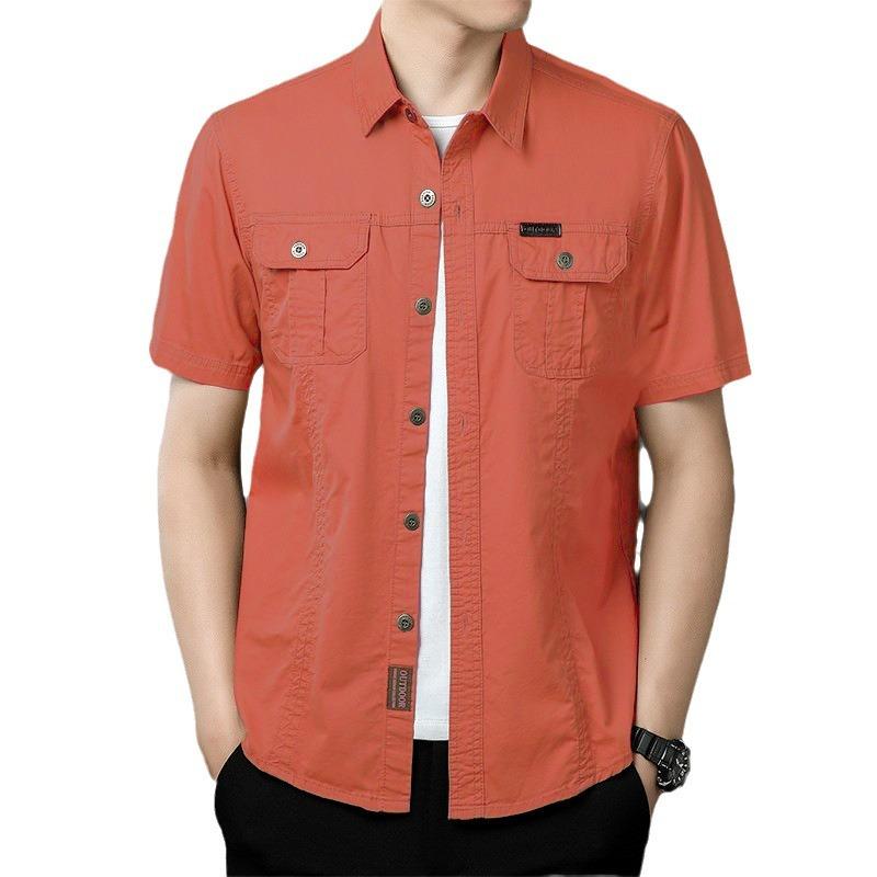 Cămașă subțire de vară cu mânecă scurtă, jachetă nouă pentru bărbați, cămașă de lucru versatilă din bumbac pur lejeră casual pentru bărbați