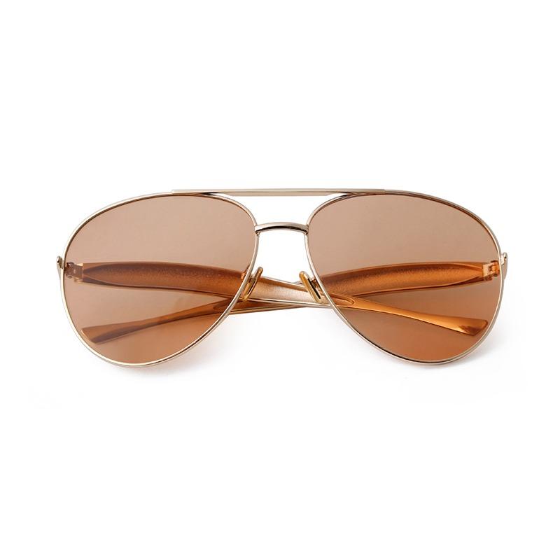 Fashion Oversized Pilot Sunglasses for Women Men 70s Trendy Metal Streamline Arms Aviation Sun Glasses Champagne Shades S98137C