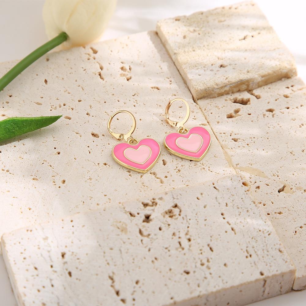 iF ME Einfache Creolen tropfen Öl Doppel Herz Anhänger Ohrring Zubehör Schmuck