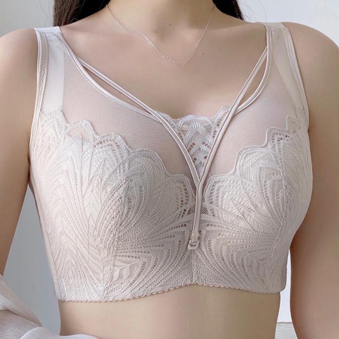 Dünner BH Damen Sammel-BH Große Größe Große Cup All Inclusive Verstellbarer Brust-BH und Doppelreihenverschluss-BH