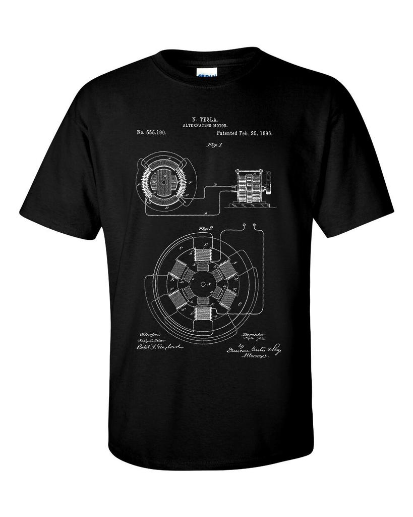 Nicola Tesla Alternating Motor Patent Blueprint T-shirt