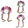 Floral Hairband Rainbow Rose Hair Hoop Halloween Decorative Tassels Role Play Costume Proms Party Live Show Headwear