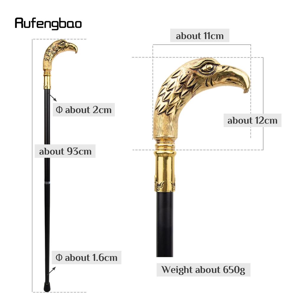 Golden Long Head Eagle Luxury Walking Stick Party Fashion Elegant Walking Stick Decorative Cospaly Cane Knob Crosier 90cm