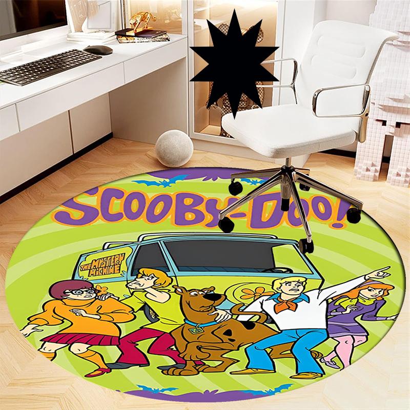 Scooby-Doo Printed Round Rug Carpet Chair Rug Area Rug Entryway Doormats,for Office Chair Living Room Bedroom Kitchen Room.