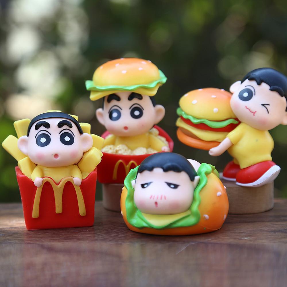 French Crayon Shinchan Fries Hamburg Toy Model Ornaments  Children Art Toy