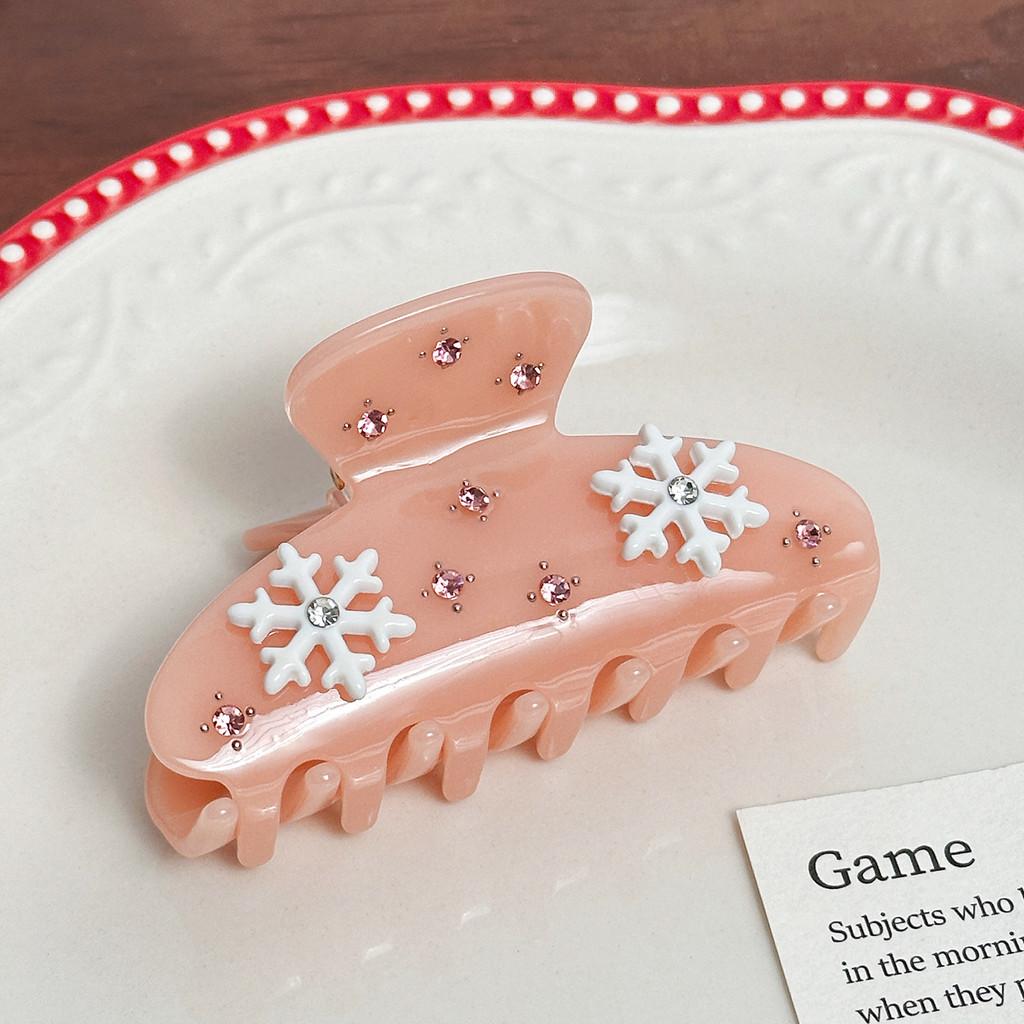 

Модная заколка-коготь для волос в виде снежинки для женщин, в розовом, черном и синем цветах, со сверкающими акцентами Pink8cm