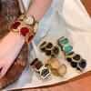 Gold Tone Alloy Women's Stretch Bracelet Geometric Links Vintage Bangle  Dating