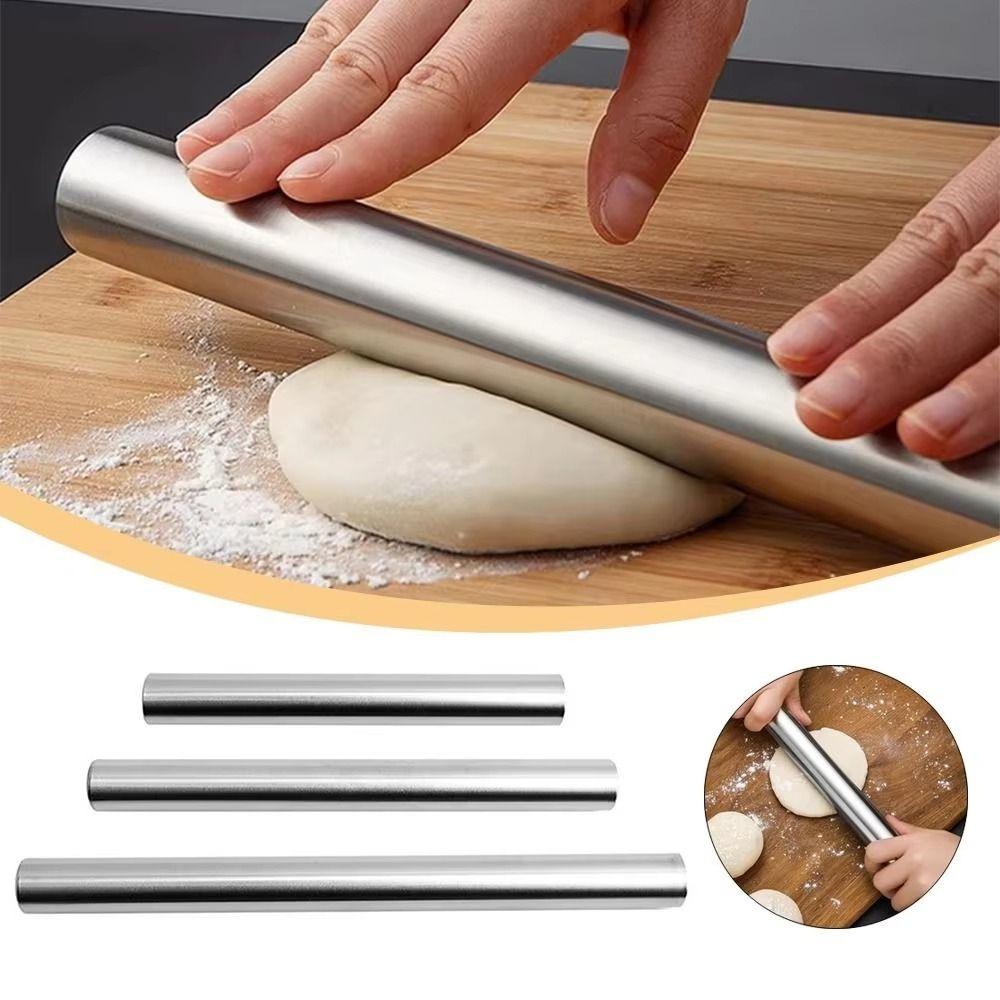 Smooth Surface Stainless Steel Rolling Pin 8/10/12inch Pizza Pastry Roller  Cooking Tool