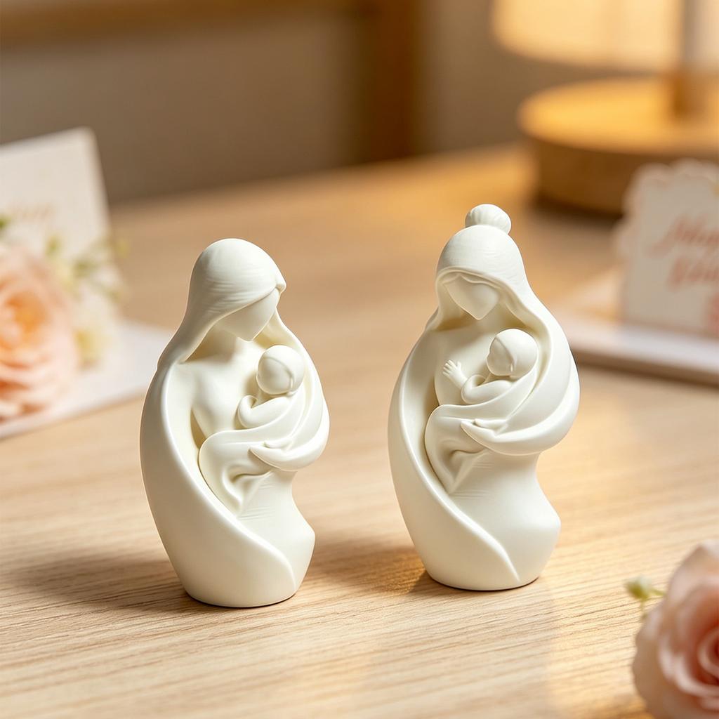 3D Printed Mother and Child Embrace Sculpture Modern Minimalist Home Decor Figurine Art Piece for Living Room Office Display