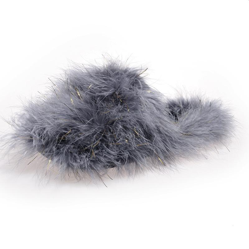Fashion Women Luxury Fur Slippers 2025 New Lightweight Flat Half Slippers Outdoor Baotou Shoes Women Fashion Round Toe Fur Slides Woman