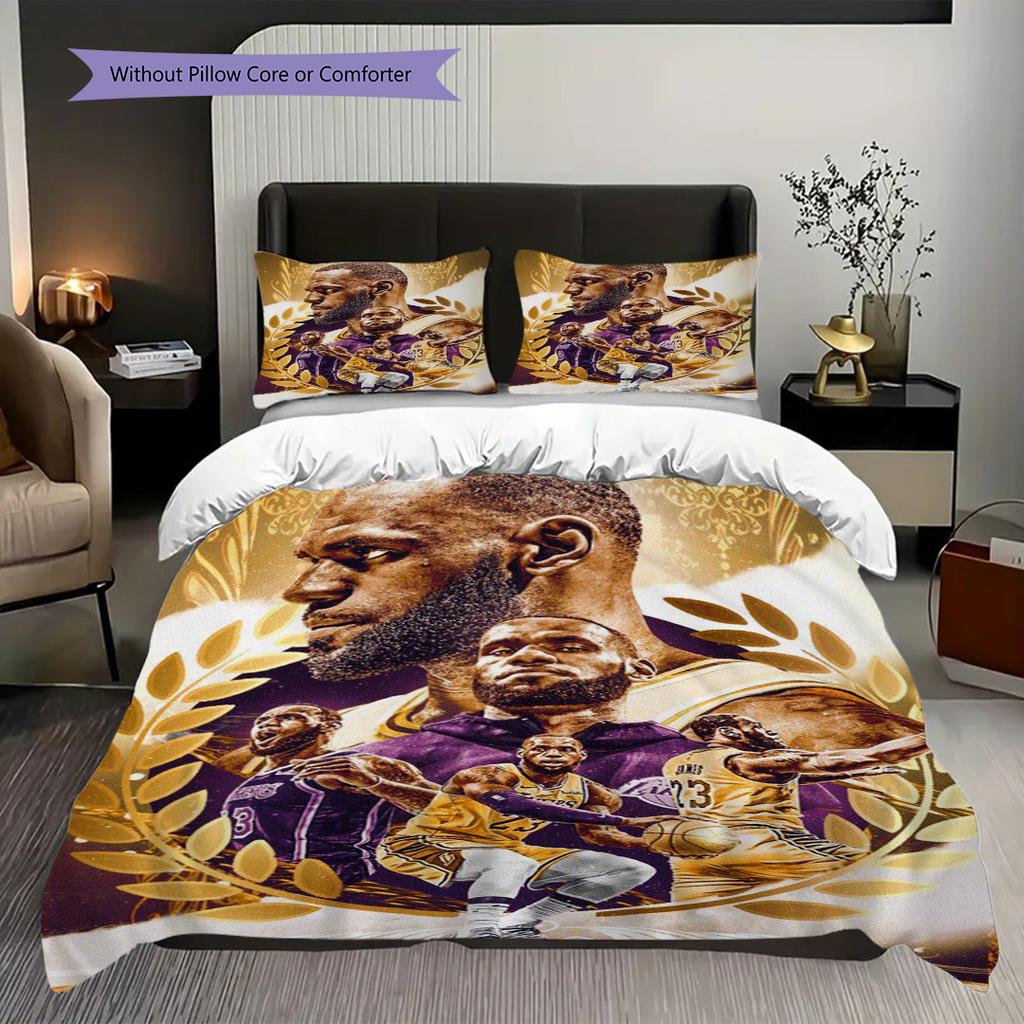 James NBAs AllTime Legend Three-piece Set(1 * Duvet Cover + 2 * Pillowcase, Without Core) Soft and Comfortable Bedding Set Christmas Birthday Gift