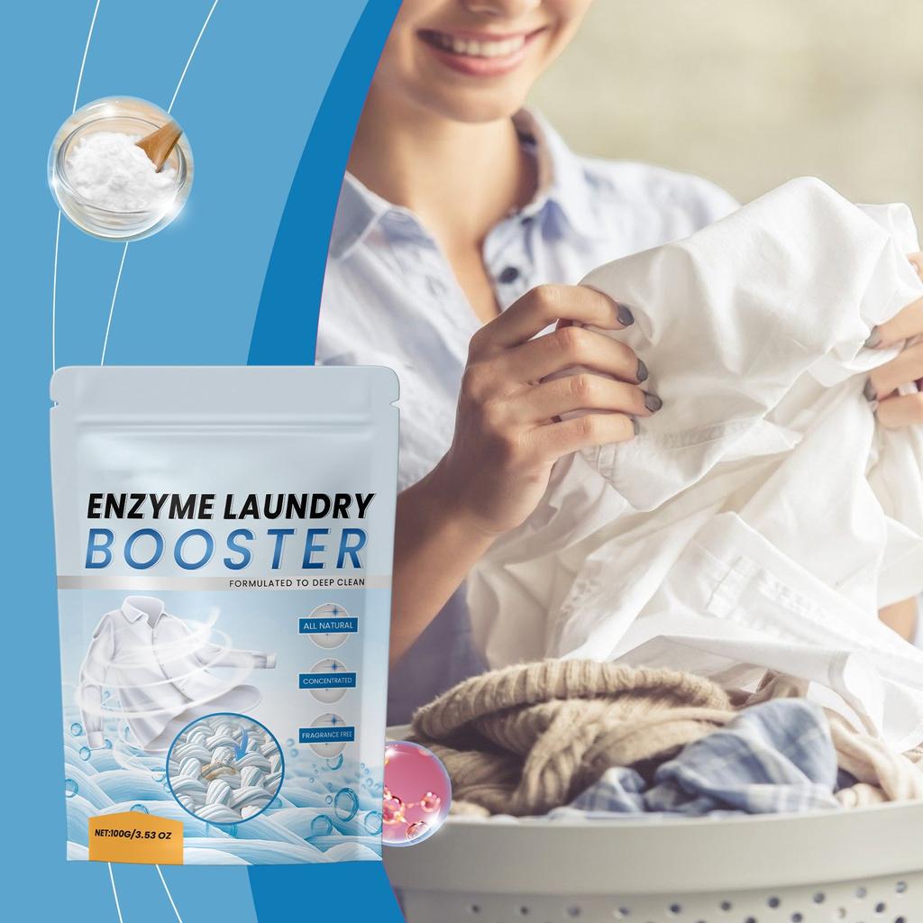 Hochaktives Waschenzym-Waschmittel zur Entfernung von Ölflecken, starke Reinigung, hartnäckige Flecken, 100 g